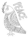 Dove of peace with olive branch for international day of peace coloring page stock vector illustration Royalty Free Stock Photo